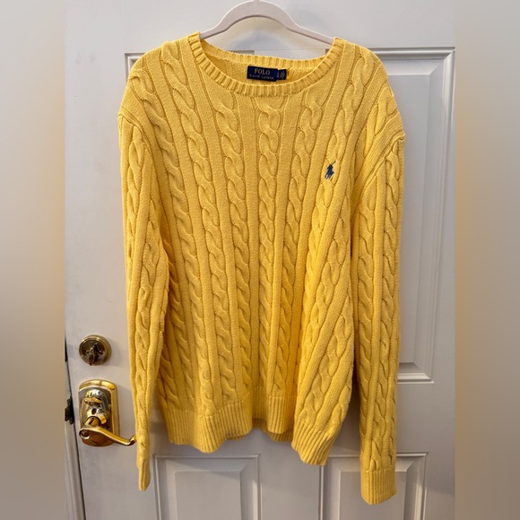 Polo Ralph Lauren Yellow Cable Knit Sweater size XL - Picture 2 of 10